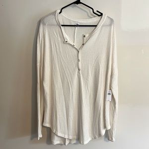 Old Navy Waffle Knit Henley in Cream